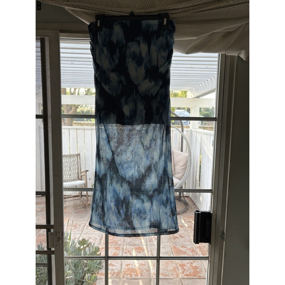 Abercrombie & Fitch Blue Abstract Sheer Maxi Long Skirt Size S Beachy